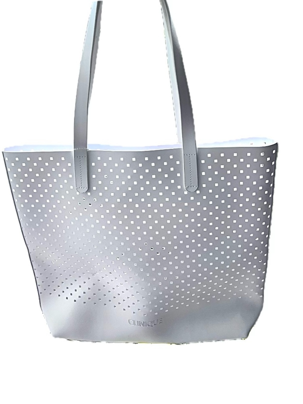 CLINIQUE White Perforated Tote Bag Great Beach or Pool Tote